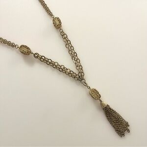 Vintage Emmons Gold Tone Tassel Pendant Chain Necklace